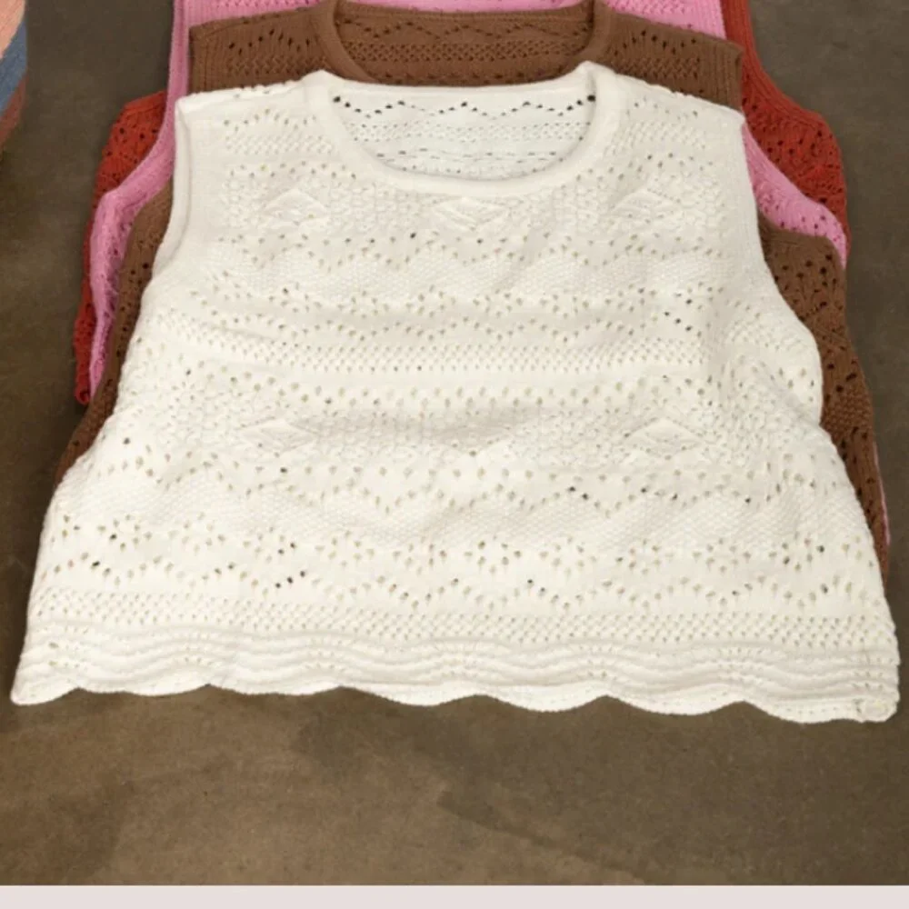 Dylan Clothing - Scallop Hem Crochet Sweater - LIGHT NATURAL - Picture 3 of 3